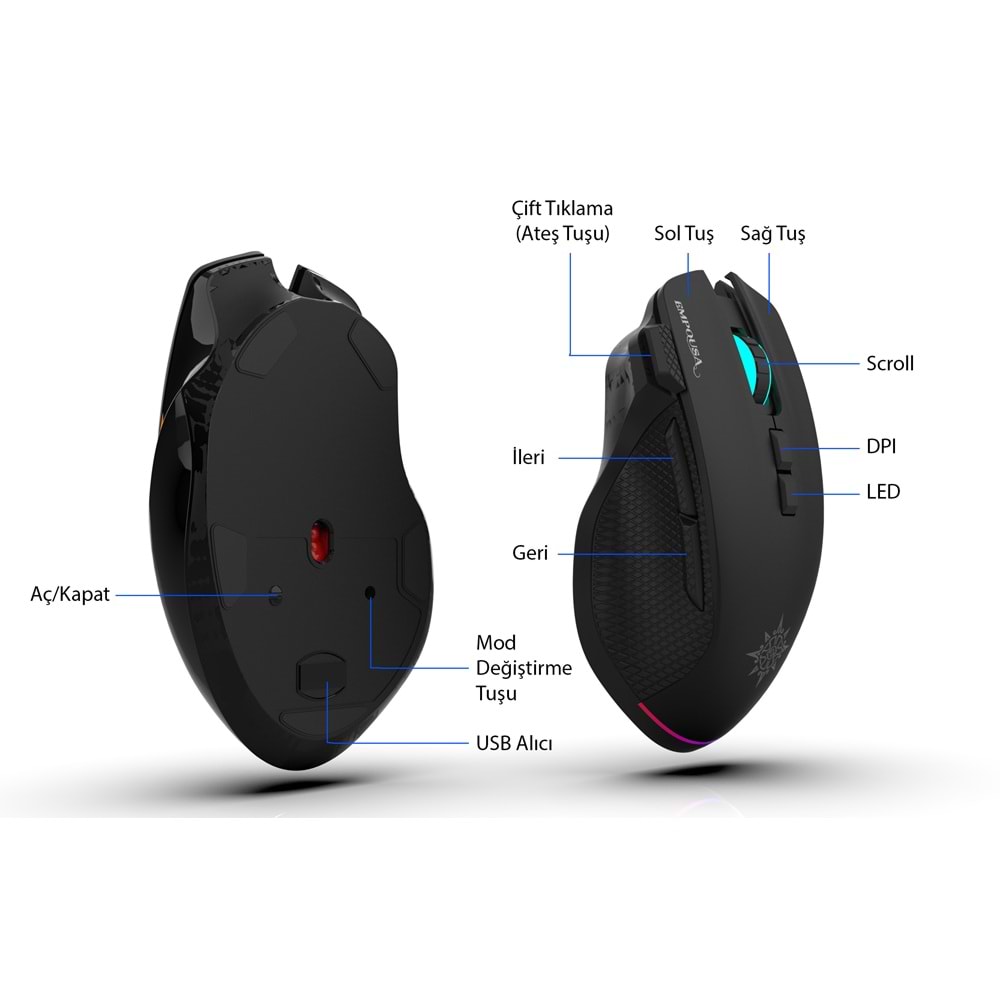INCA IMG-GT22 Kablosuz + Bluetooth Siyah Gaming Mouse