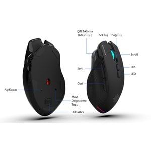 INCA IMG-GT22 Kablosuz + Bluetooth Siyah Gaming Mouse