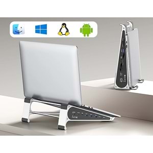CODEGEN NSC-401 7portlu Genişletilmiş Yerleştirme İstasyonu (Docking Station) Entegre Alüminyum Notebook ve MacBook Standı