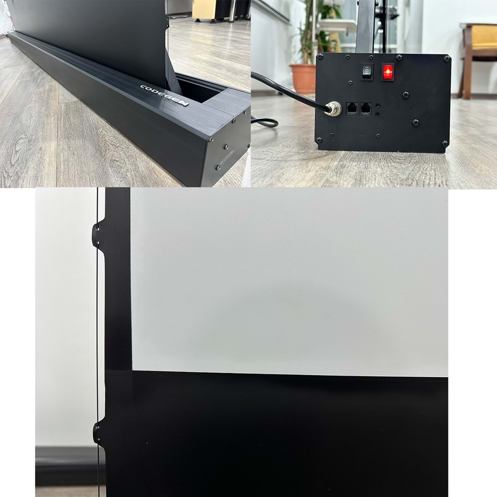 CODEGEN 212x123 cm Taşınabilir Portatif Elektrikli Pull Up Floor Screen Projeksiyon Perdesi PEX-200