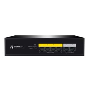STONET 6port / 4port PoE 43W 2-Uplink 10/100 Yönetilemez Switch ST106PDI-2-43