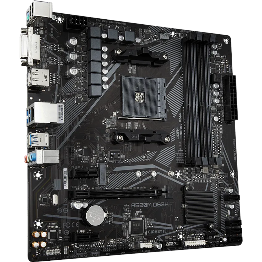 GIGABYTE A520M-DS3H V2 DDR4 M2 PCIe NVME HDMI DVI DP PCIe 16X v3.0 AM4 mATX