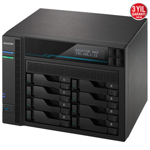 ASUSTOR 8diskli Atom QC-16GB RAM-2-10Gbe Nas Server AS6508T (44385)