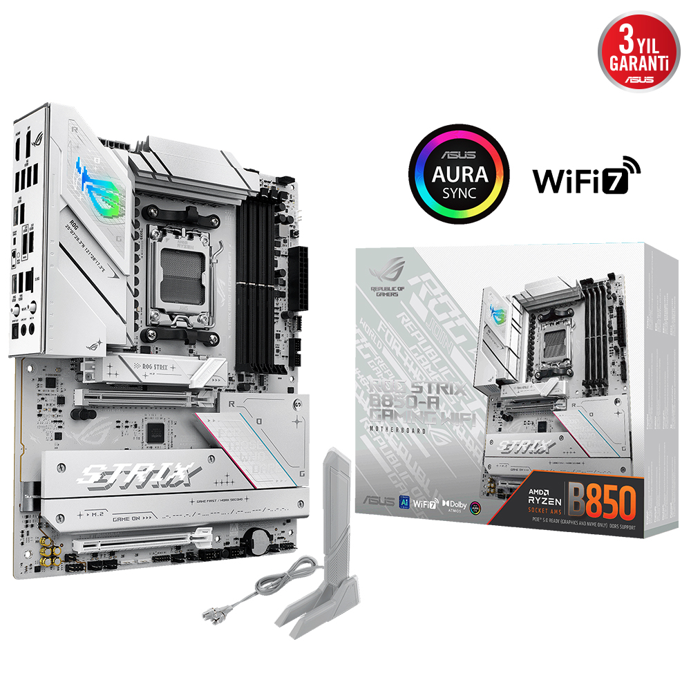ASUS ROG STRIX B850-A GAMING WIFI7 DDR5 HDMI-DP PCIE 5.0 AM5 ATX BEYAZ