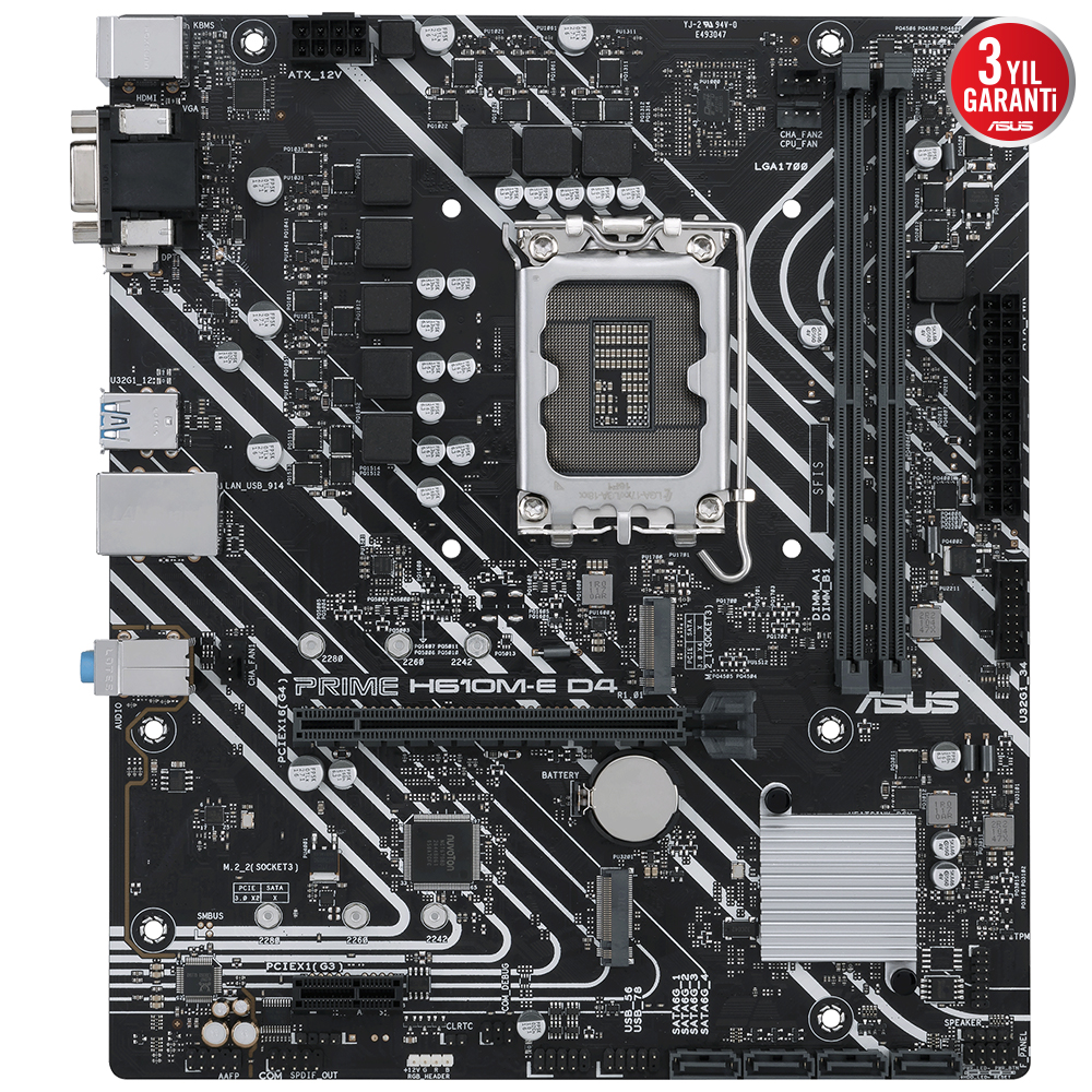 ASUS PRIME H610M-E D4 CSM DDR4 HDMI-DP PCIE 4.0 1700p mATX Kurumsal Anakart