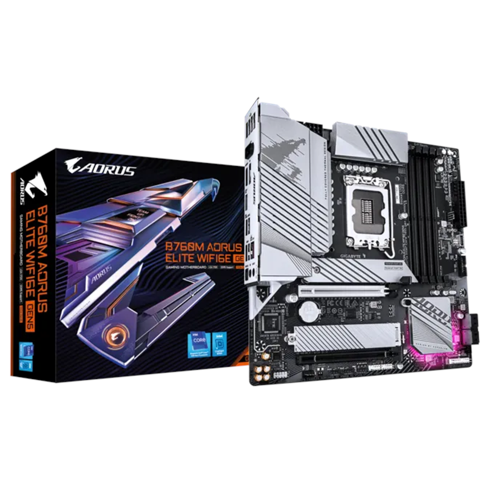 GIGABYTE B760M AORUS ELITE WIFI6E GEN5 DDR5 HDMI-DP TYPEC PCIE 4.0 1851p mATX 