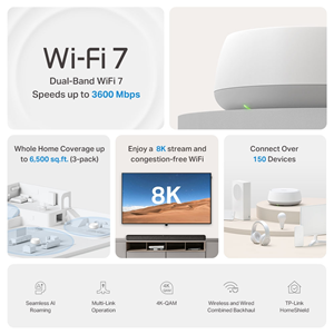 TP-LINK DECO BE22-3P WIFI7 BE3600 Mesh Router 3'lü paket 600 m²’ye kadar kapsama