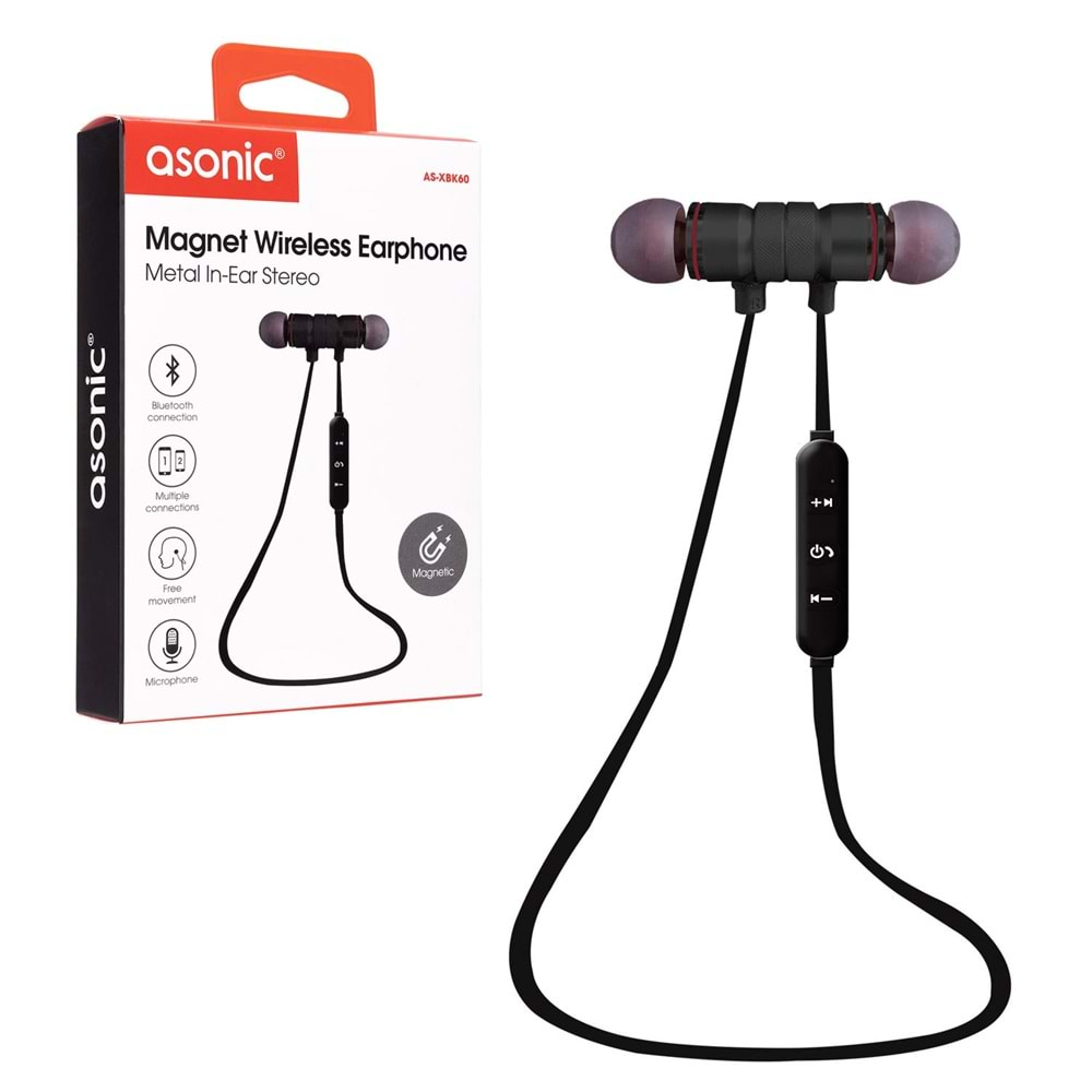 Asonic Kulak İçi Kulaklık Bluetooth Şarjlı Mıknatıslı Asonic As-Xbk60