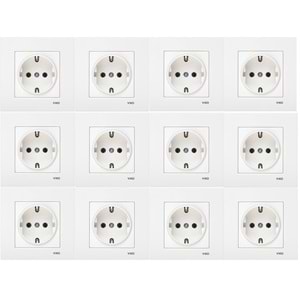 Viko Karre Topraklı Çocuk Korumalı Priz + Çerçeve Beyaz 12 Adet