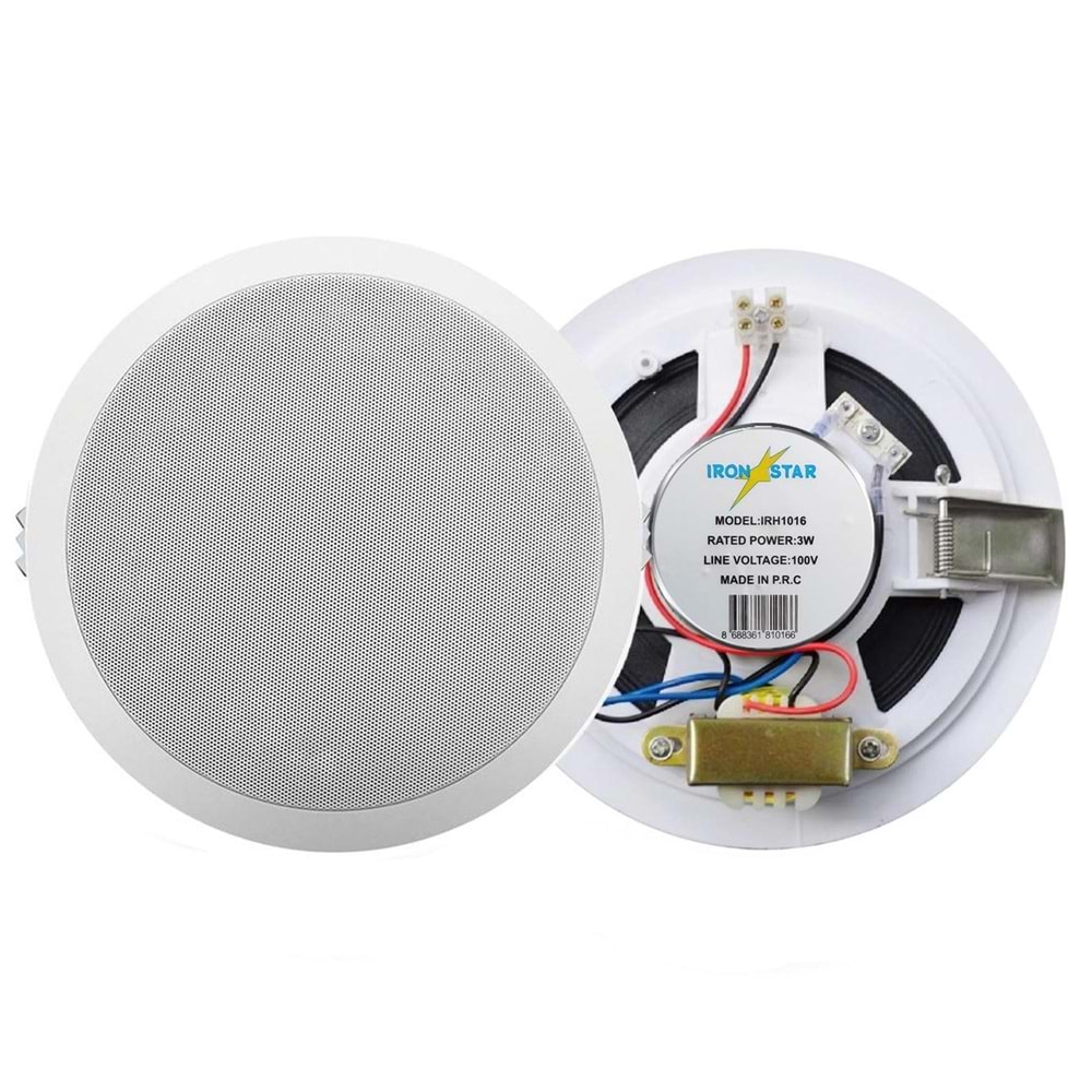 Ironstar Irh-1016 Alçıpan Tavan Hoparlör 16Cm 3 Watt Trafolu Beyaz
