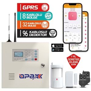 Opax 2646 Gprs Alarm Paneli Akü Dahil (1 Yıl Ahm Ücretsiz)