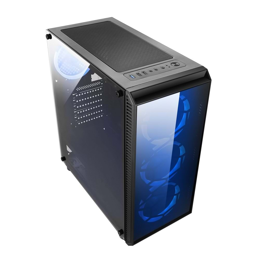 OmyVera 192-6 4x Blue Fan USB 2.0 250W 300W mATX Gaming Bilgisayar Kasası