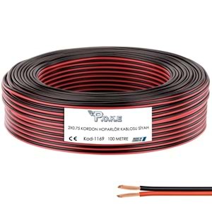 Poke Elektrik Ve Hoparlör Kablosu Kordon 2X0.75 100Mt - Siyah