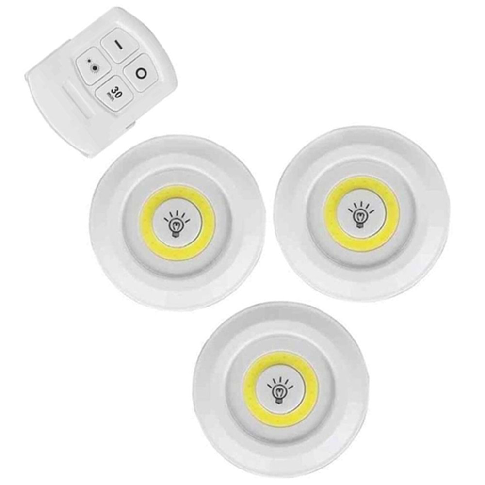 Cob Led Aydınlatma Pilli Kumandalı 3 Adet Volemi V-3+1
