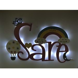 Gece Lambası Led li İsimli Model Gökkuşağı Balon Model