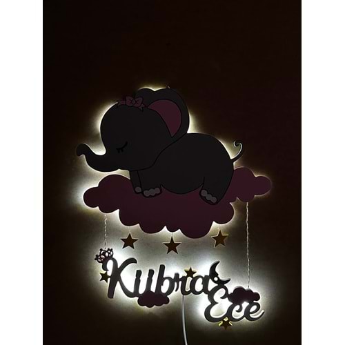 Sarkıt Model Gece Lambası Led li İsimli Fil Model Fil-1