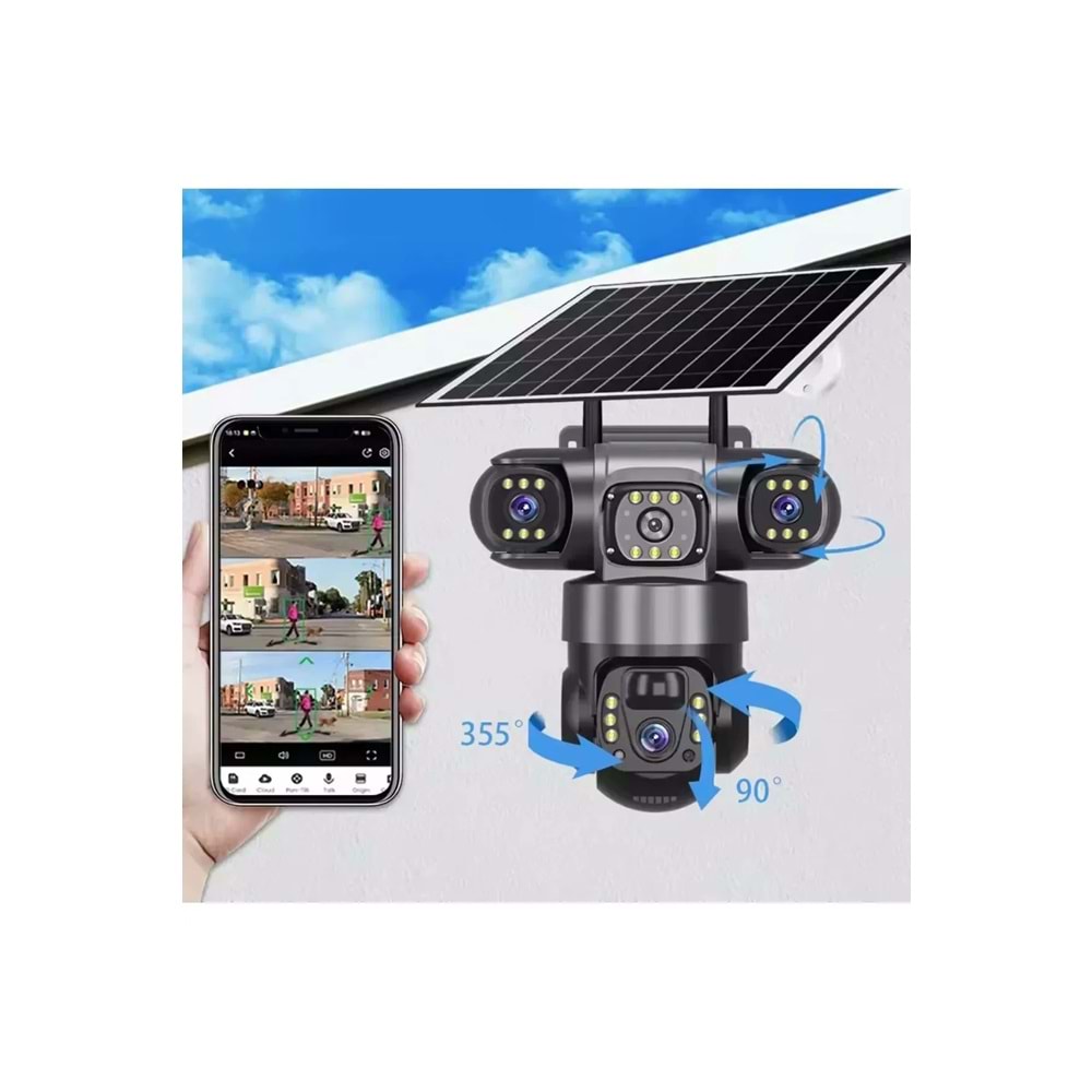 O-KAM-6060 6MP 4G Solar Dual Lens PTZ Kamera 3+3MP