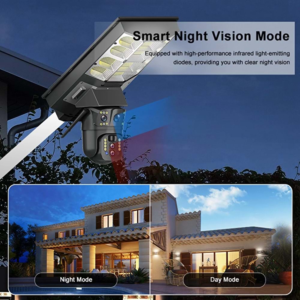 Avenir AV-SL400W 4MP 3.6MM Çift Kameralı Wifi Solar Panelli Sokak Lambası