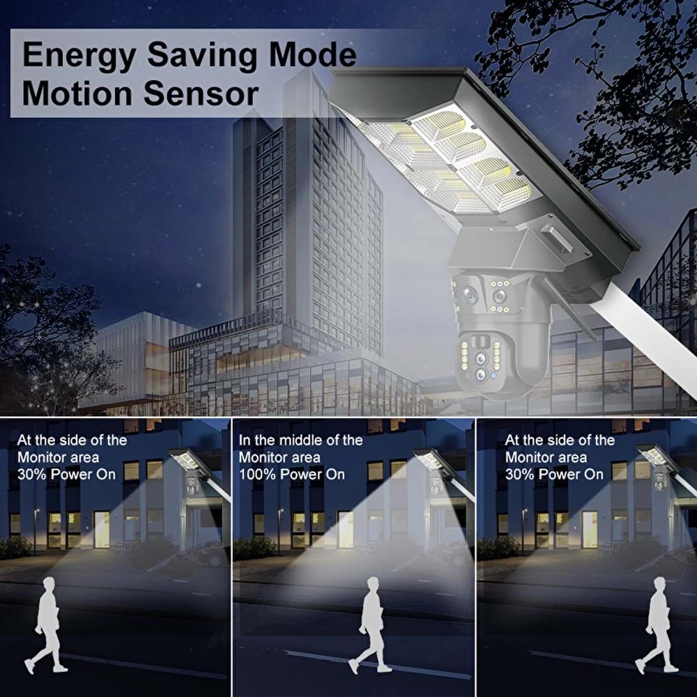 Avenir AV-SL400W 4MP 3.6MM Çift Kameralı Wifi Solar Panelli Sokak Lambası