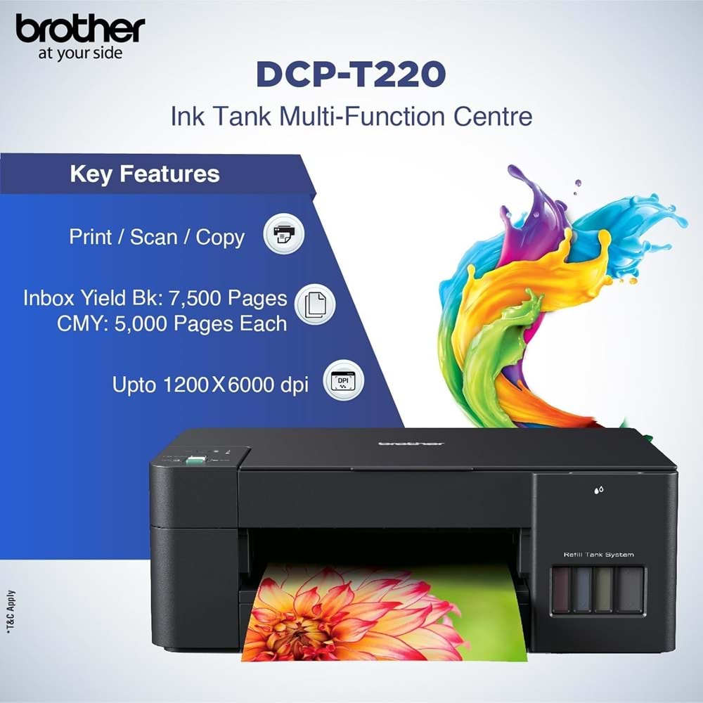Brother DCP-T220 Tanklı Tarayıcı, Fotokopi, Renkli Yazıcı A4