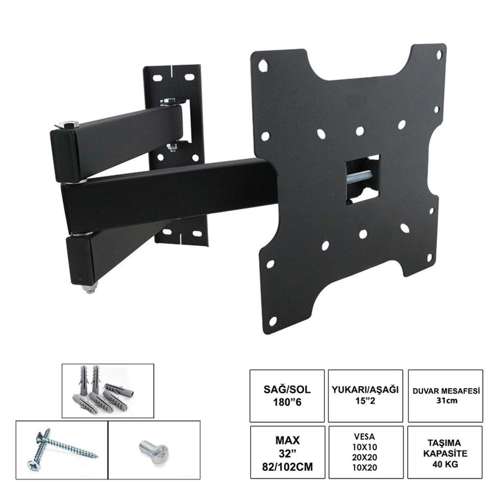 32 - 42 82cm-102cm Lcd Askı Aparatı Hareketli 3 Kollu Ufix 32KH