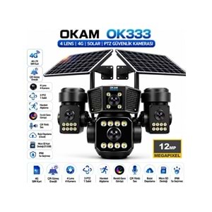 O-KAM PRO 333 Premium 4G Solar Güvenlik Kamerası | SIM Kartlı | 7/24 Kayıt | Akıllı Takip | Renkli Gece Görüşü