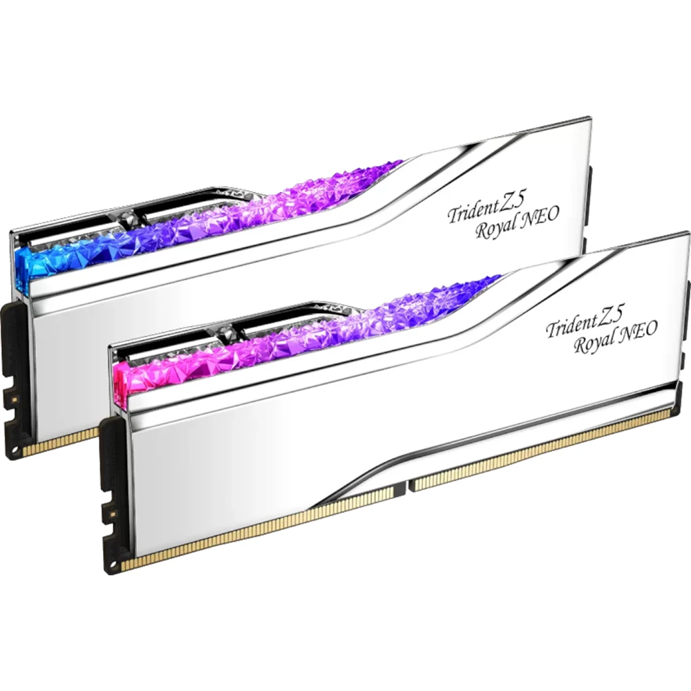 GSKILL 64GB (2X 32GB) DDR5 6000MHZ CL26 RGB DUAL KIT PC RAM / TRIDENT Z5 ROYAL Royal NEO SILVER F5-6000J2636H32GX2-TR5NS