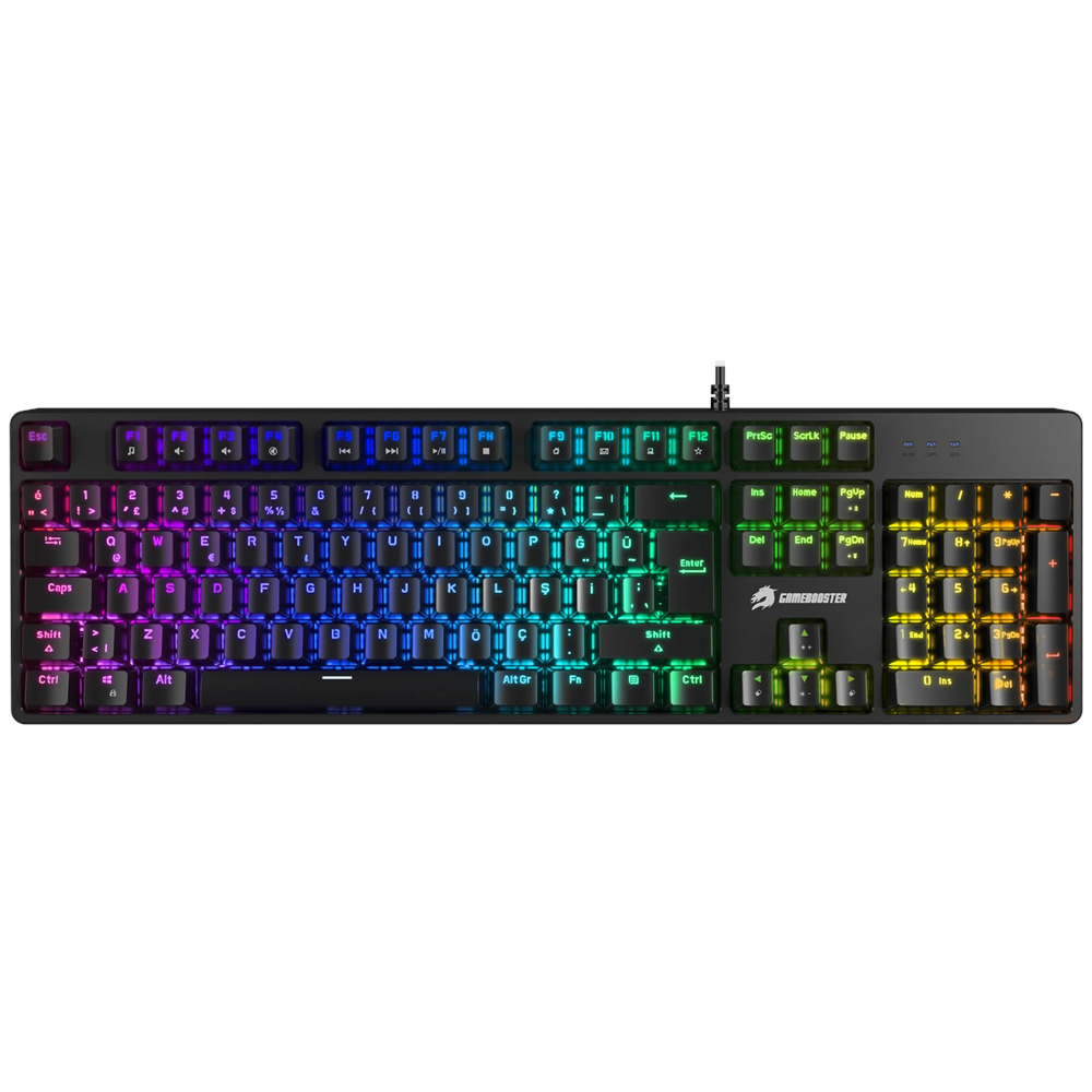 GAMEBOOSTER G24B Enigma Rainbow Aydınlatmalı Red Switch Mekanik Siyah Oyun Klavyesi