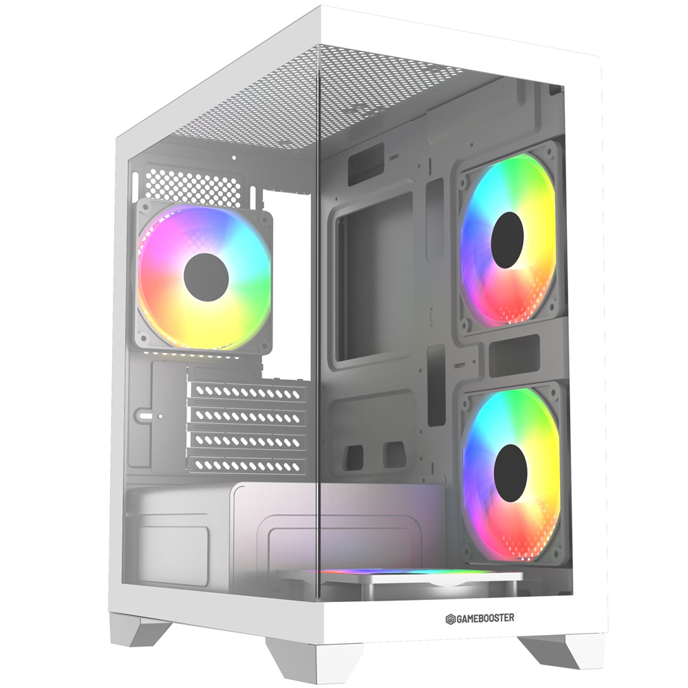 GAMEBOOSTER 600W GB-M6001W 4-Rainbow Fanlı Gaming Mid-Tower PC Kasası Beyaz