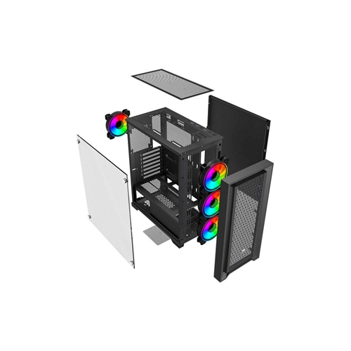 POWERBOOST 650W 80+ BRONZE PB-P705B 4-ARGB Fanlı Gaming Mid-Tower PC Kasası