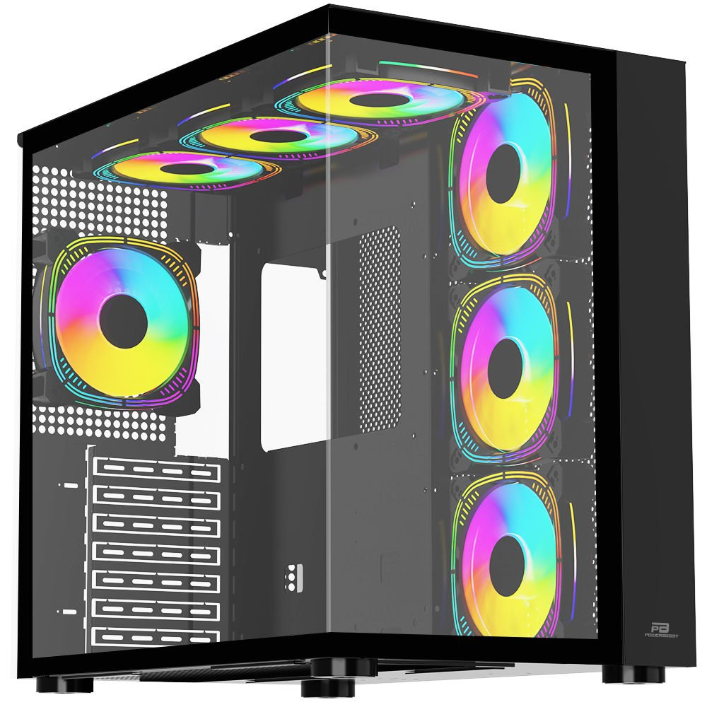 POWERBOOST PB-SS02B Sea View 7-ARGB Fanlı Gaming Mid-Tower PC Kassı