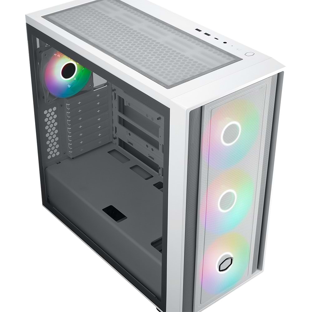 COOLERMASTER MasterBox 600 TG MB600-WGNN-S00 3-14CM ARGB Fanlı Gaming EATX PC Kasası Beyaz