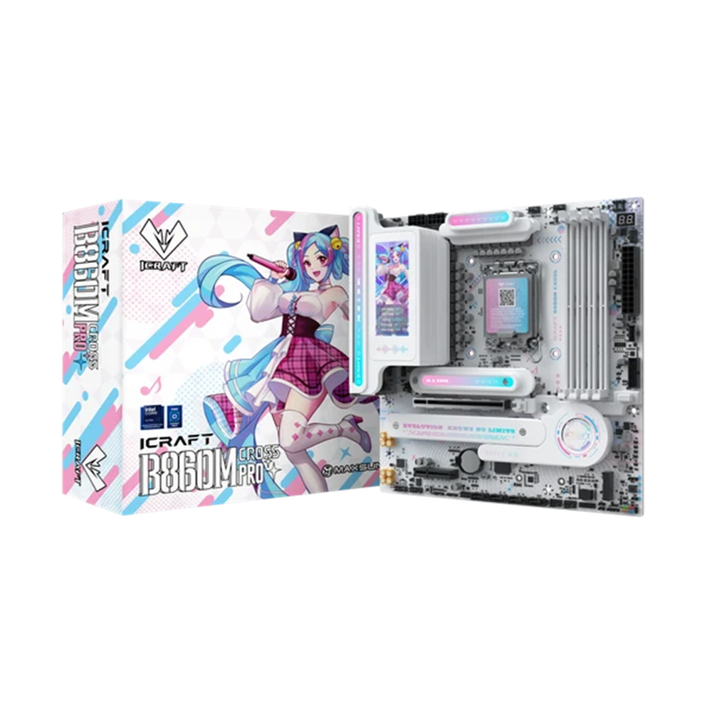 MAXUN iCRAFT B860M CROSS PRO WIFI HDMI-DP TYPEC PCIE 5.0 1851p mATX BEYAZ