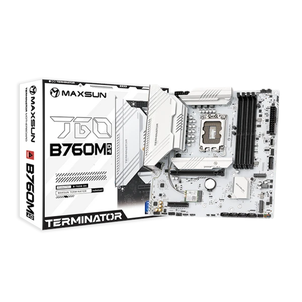 MAXUN TERMINATOR B760M-D4-ICE DDR4 HDMI-DP PCIE 5.0 1700p mATX BEYAZ