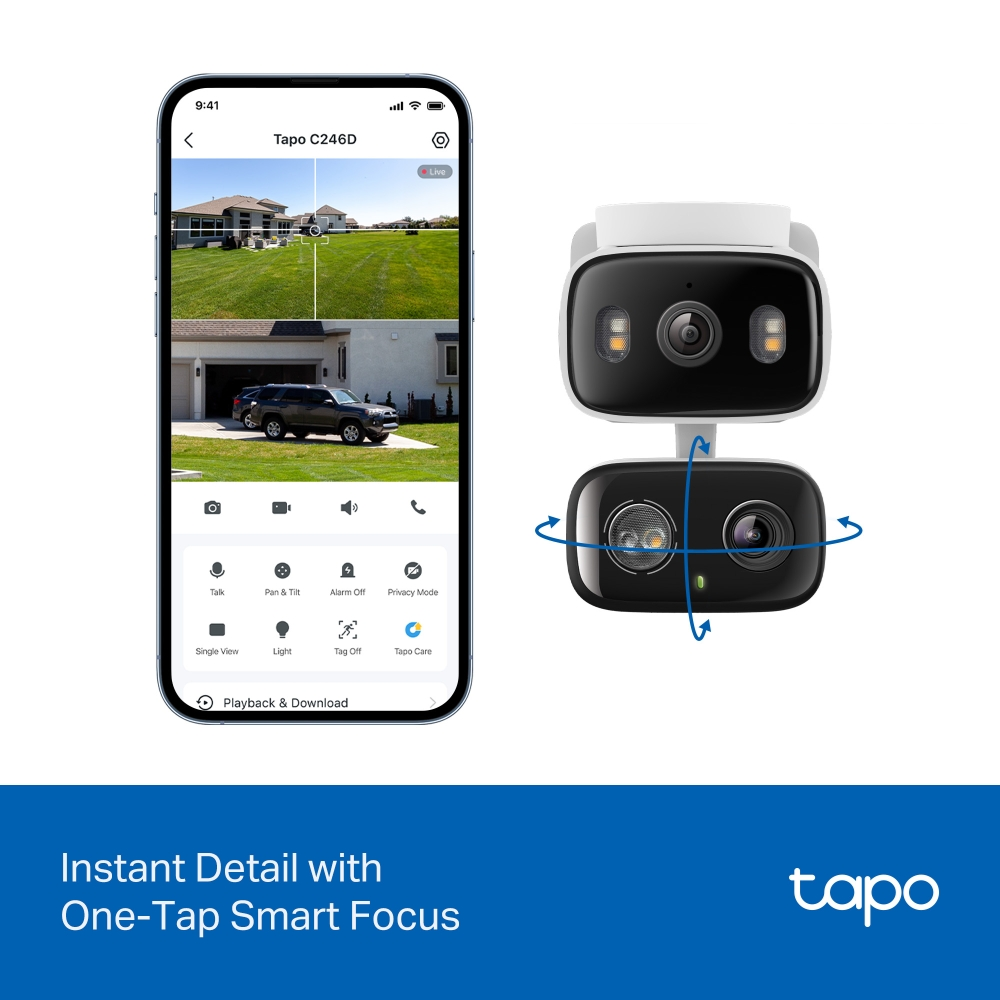 TP-LINK 3MP Tapo C246D Wifi Kablosuz Çift Lensli Pan/Tilt IP Güvenlik Kamerası