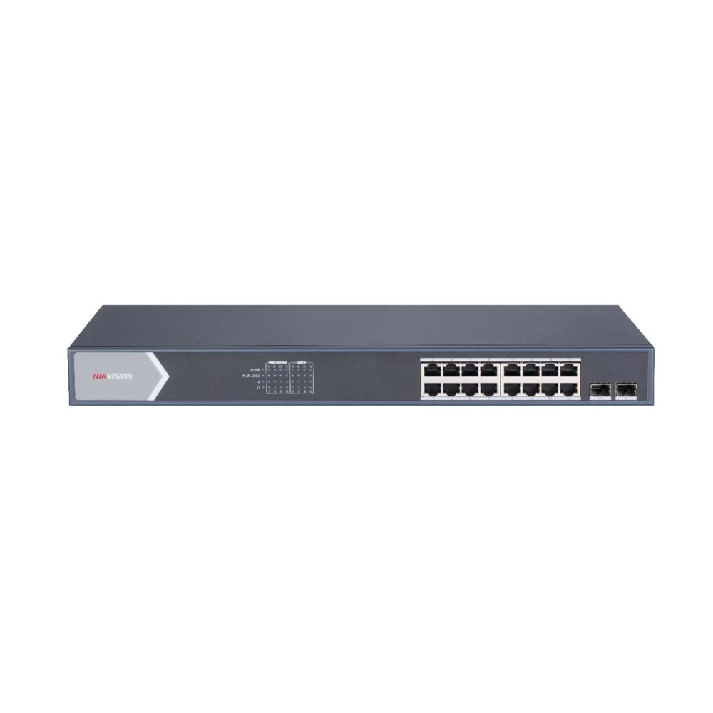 HIKVISION 16port PoE 150w 2-SFP Gigabit Yönetilemez Switch DS-3E0518P-E/M