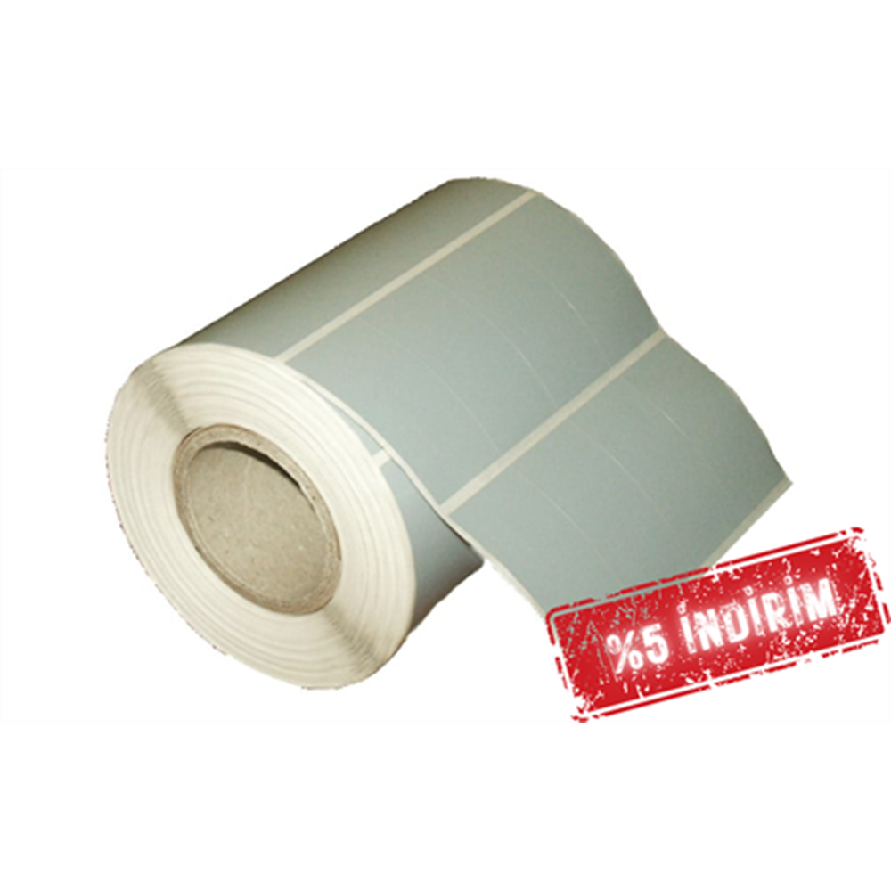 BIFO slv.25mmx45mm_4 Silvermat 25x45mm Yan Yana 4'lü 110mm Rulo 4000 Adet Metalik Gri Yapışkanlı Etiket - Resin Ribon Gerekir