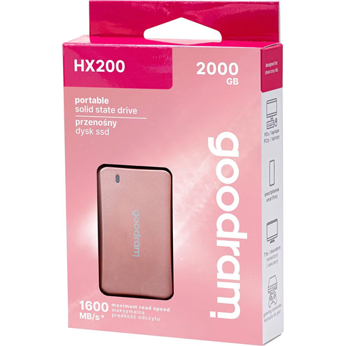 GOODRAM 2TB HX200 SSDPR-HX200-2K0-RG 1600-1500MB/s TYPEC SSD Harici Disk Rose