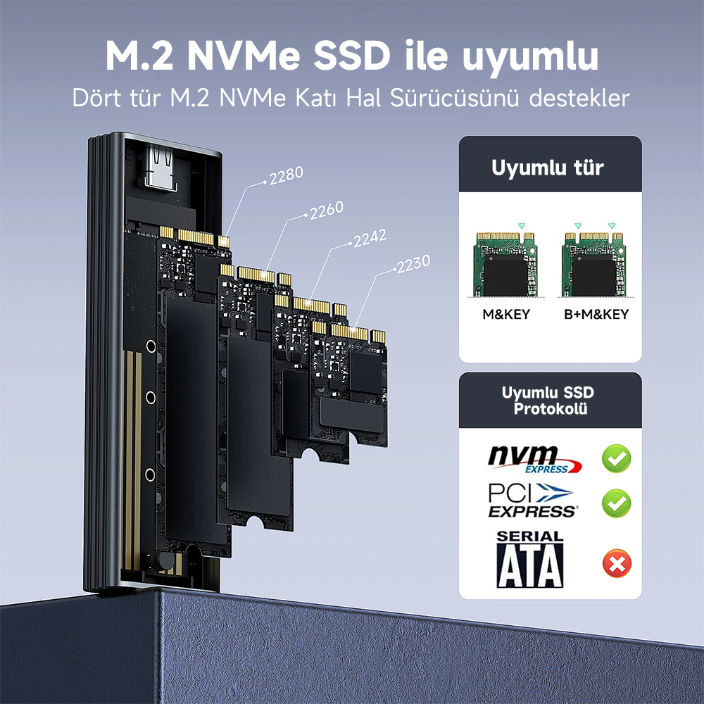 FRISBY FHC-M2315 Type-C USB 3.1 - M.2 NVMe PCIe SSD Alüminyum Disk Kutusu