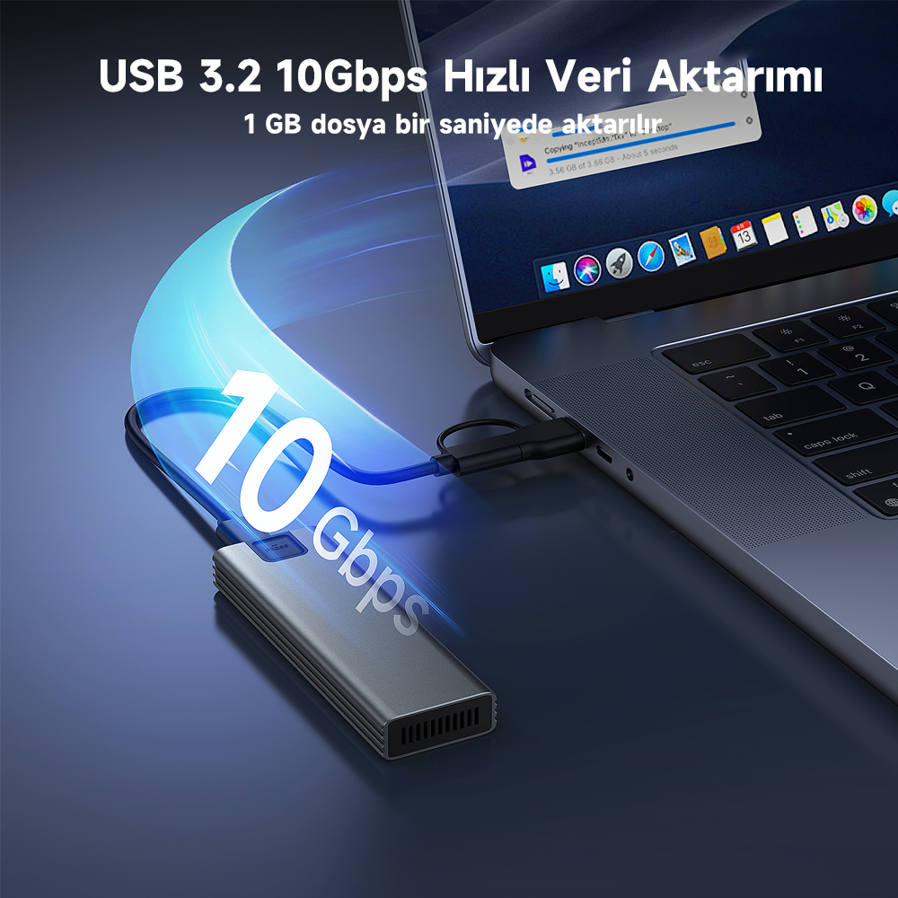 FRISBY FHC-M2315 Type-C USB 3.1 - M.2 NVMe PCIe SSD Alüminyum Disk Kutusu